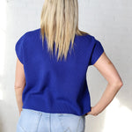 Jovie Short Sleeve Sweater Top - Royal Blue