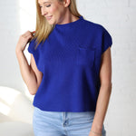 Jovie Short Sleeve Sweater Top - Royal Blue