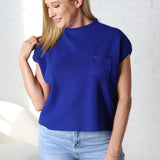 Jovie Short Sleeve Sweater Top - Royal Blue