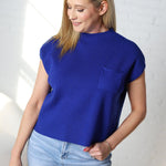 Jovie Short Sleeve Sweater Top - Royal Blue