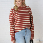 Jovie Striped Raglan Sweater - Picante