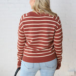 Jovie Striped Raglan Sweater - Picante