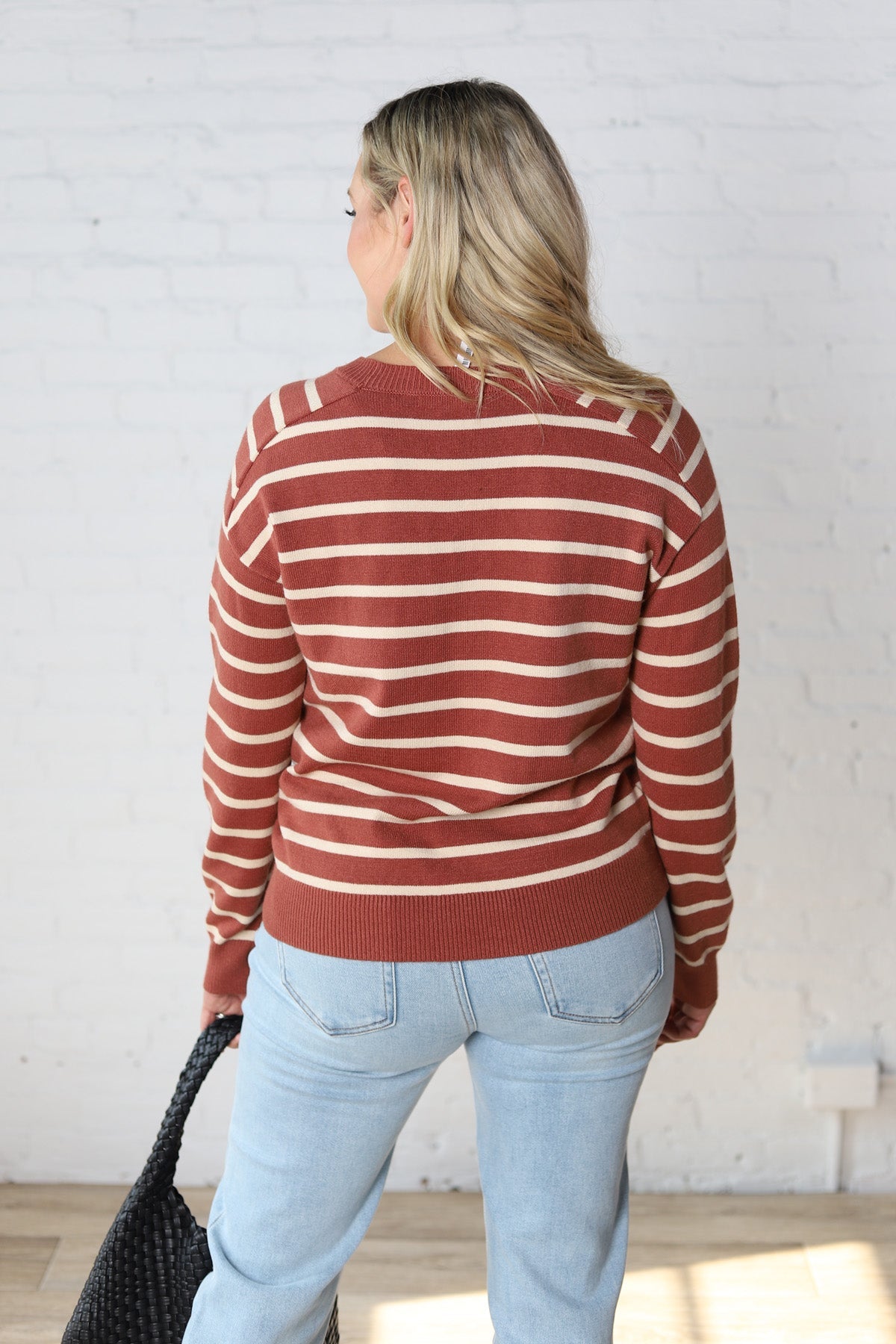 Jovie Striped Raglan Sweater - Picante