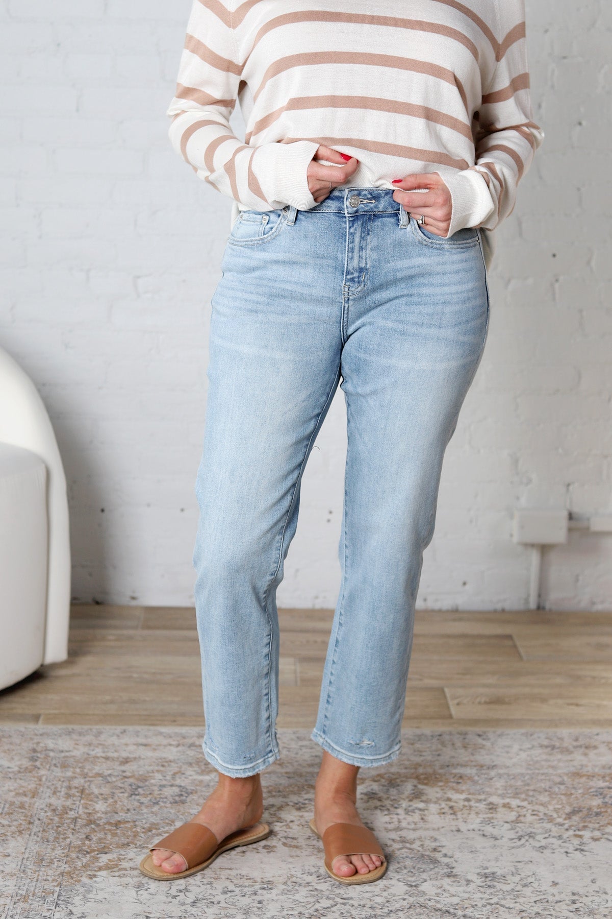 Jules Mid Rise Straight Leg Denim - Glaucous