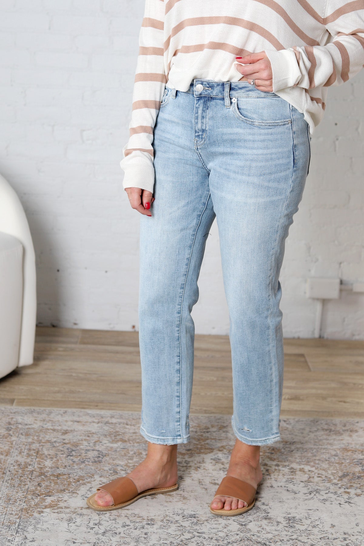 Jules Mid Rise Straight Leg Denim - Glaucous