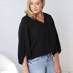 Juna Balloon Sleeve Blouse - Black