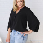 Juna Balloon Sleeve Blouse - Black