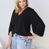 Juna Balloon Sleeve Blouse - Black