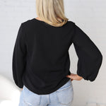 Juna Balloon Sleeve Blouse - Black