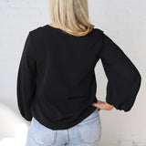 Juna Balloon Sleeve Blouse - Black