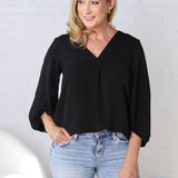 Juna Balloon Sleeve Blouse - Black