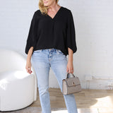 Juna Balloon Sleeve Blouse - Black