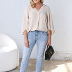 Juna Balloon Sleeve Blouse - Taupe