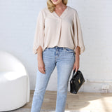 Juna Balloon Sleeve Blouse - Taupe