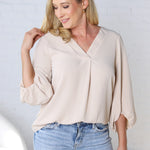 Juna Balloon Sleeve Blouse - Taupe