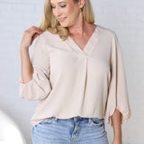 Juna Balloon Sleeve Blouse - Taupe