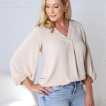 Juna Balloon Sleeve Blouse - Taupe