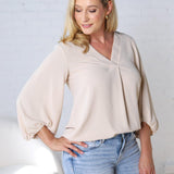 Juna Balloon Sleeve Blouse - Taupe