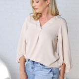 Juna Balloon Sleeve Blouse - Taupe