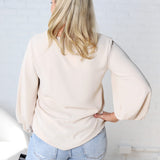 Juna Balloon Sleeve Blouse - Taupe