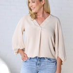 Juna Balloon Sleeve Blouse - Taupe