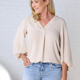 Juna Balloon Sleeve Blouse - Taupe