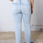 Juna Crop Straight Finished Hem Jeans - Light Wash - Risen Jeans