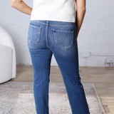 Juna Crop Straight Finished Hem Jeans - Medium Wash - Risen Jeans
