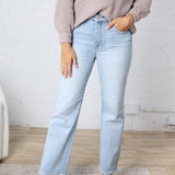 Juna Crop Straight Finished Hem Jeans - Risen Jeans