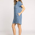 June Denim Dress - Dusty Blue
