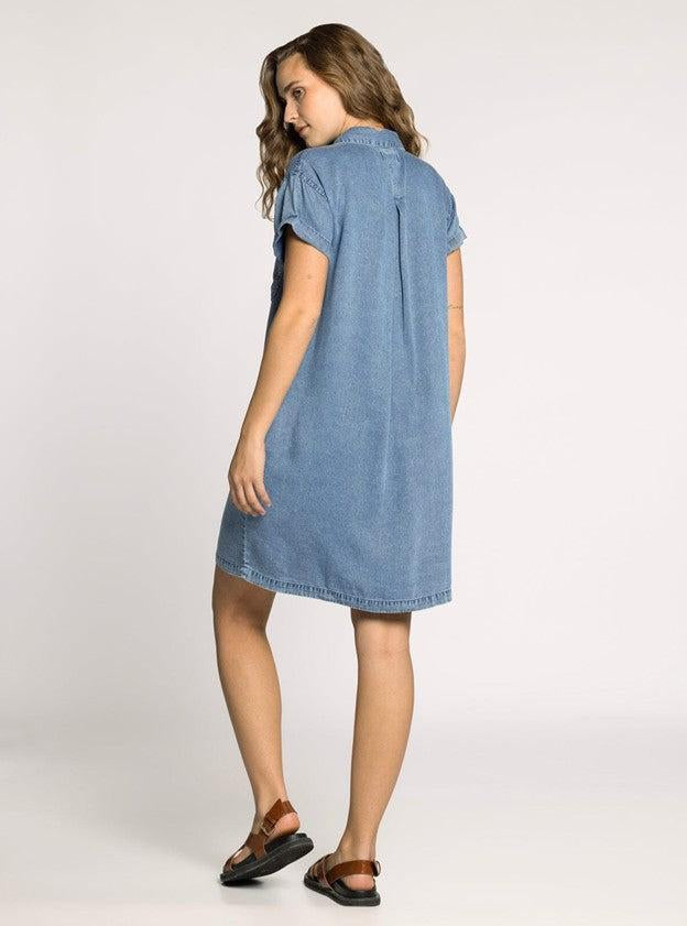 June Denim Dress - Dusty Blue
