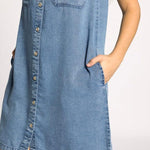 June Denim Dress - Dusty Blue