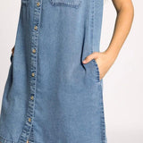 June Denim Dress - Dusty Blue