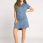 June Denim Dress - Dusty Blue