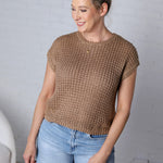 Justine Crochet Knit Short Sleeve Top
