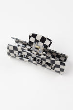 KAXI Acrylic Long Rectangle Claw - Black Checkered