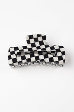 KAXI Acrylic Long Rectangle Claw - Black Checkered