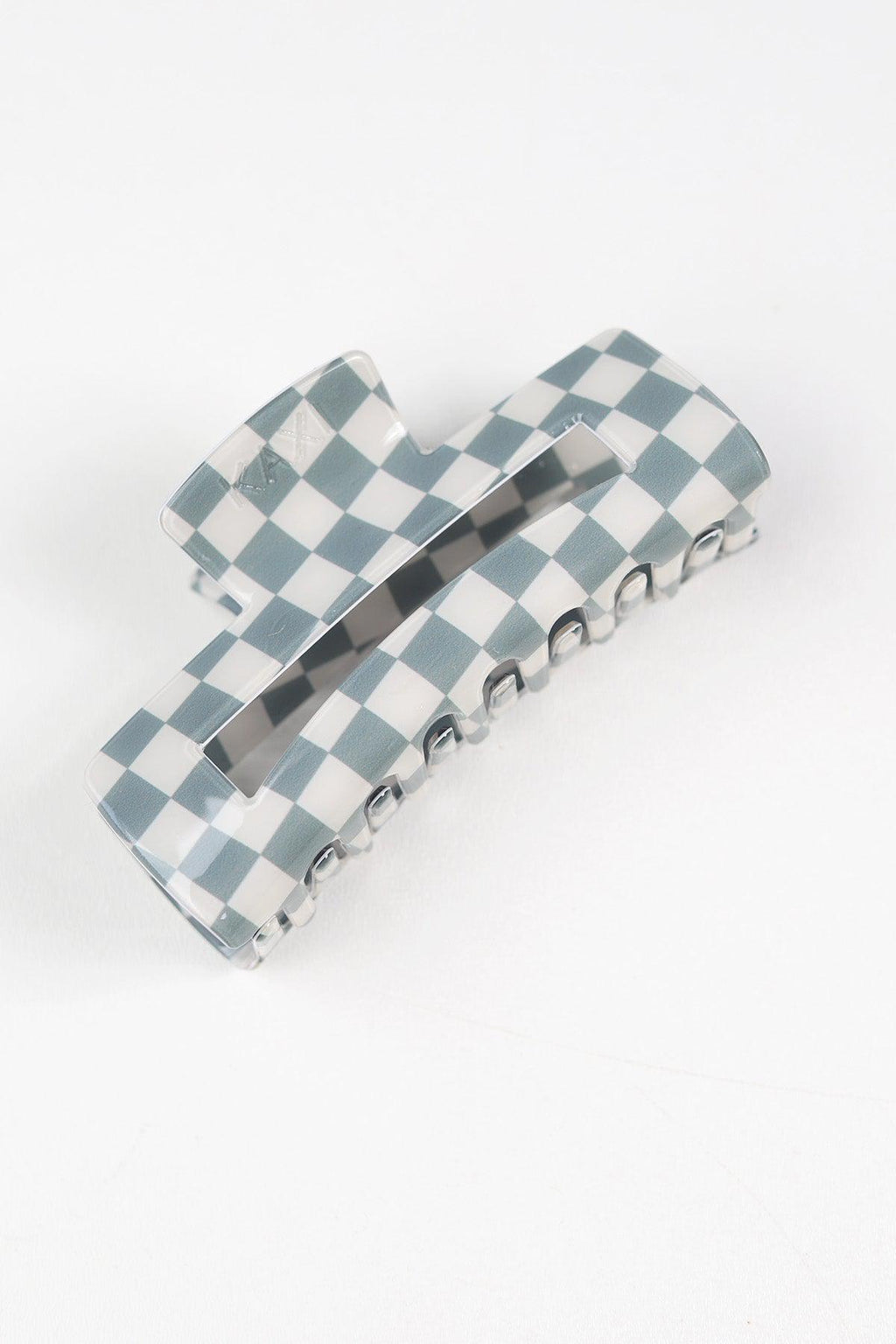 KAXI Acrylic Long Rectangle Claw - Grey Checkered