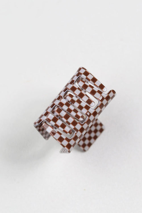 KAXI Mini Checkered Square Claw - Brown