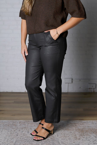 KUT Avery Straight Leg Porkchop Pockets - Matte Black