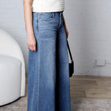 KUT Blake Super Wide Leg Raw Hem Denim - Charming