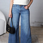 KUT Blake Super Wide Leg Raw Hem Denim - Charming