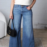 KUT Blake Super Wide Leg Raw Hem Denim - Charming