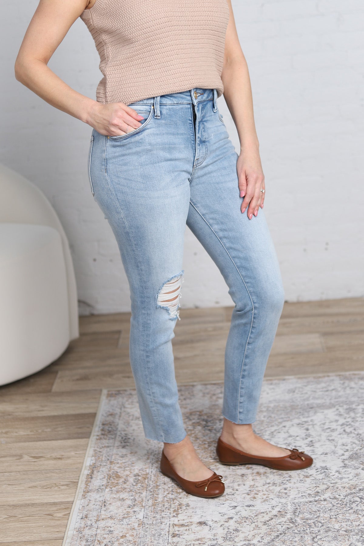 KUT Charlize Cigarette Leg Raw Hem Denim - Revelation - FINAL SALE