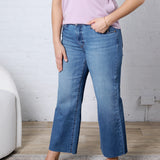 KUT Charlotte High Rise Wide Leg Raw Hem - Soaring Wash
