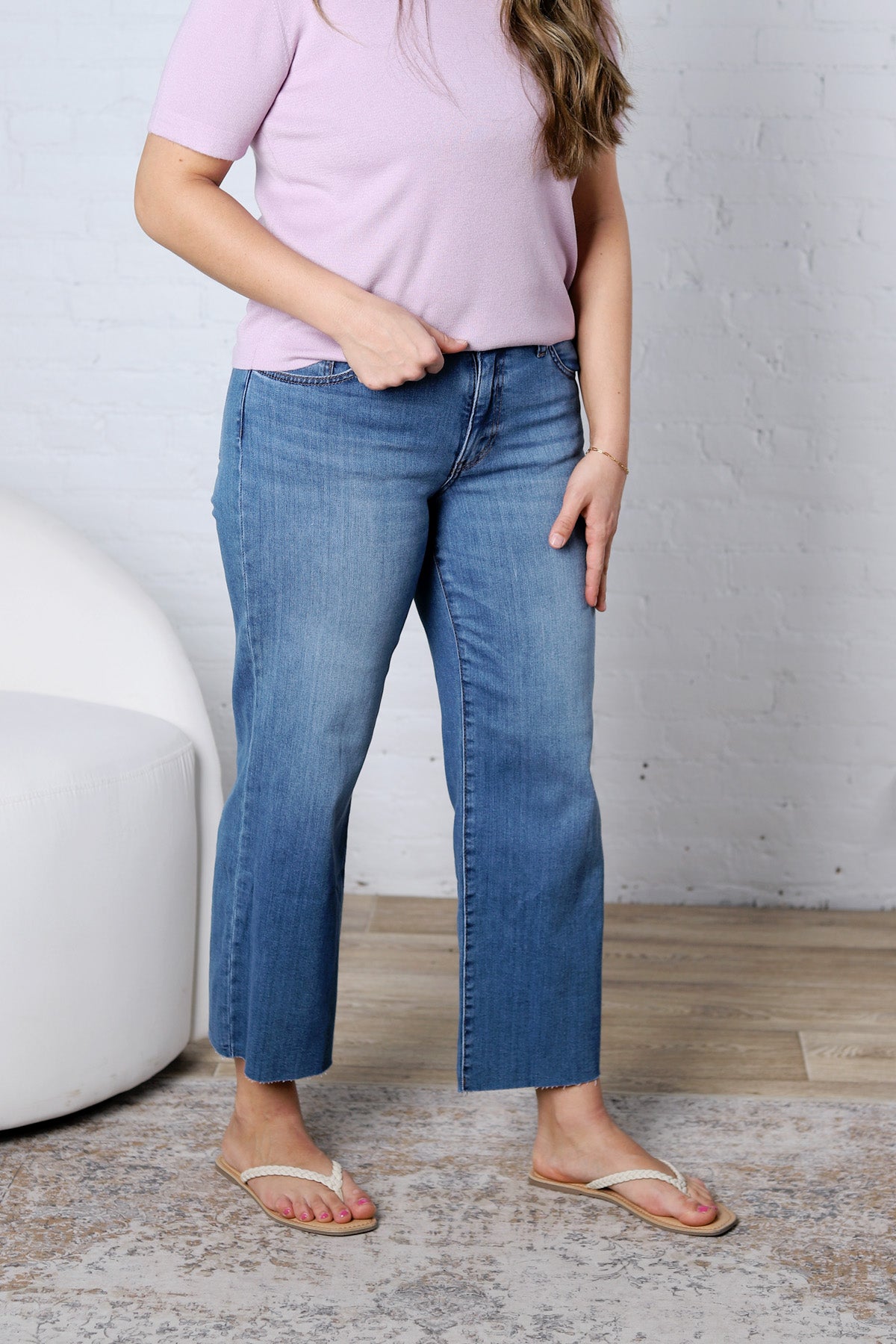 KUT Charlotte High Rise Wide Leg Raw Hem - Soaring Wash