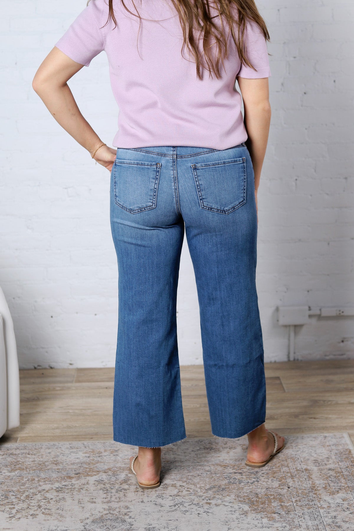 KUT Charlotte High Rise Wide Leg Raw Hem - Soaring Wash