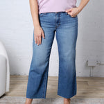 KUT Charlotte High Rise Wide Leg Raw Hem - Soaring Wash