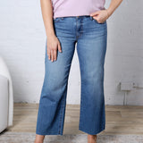 KUT Charlotte High Rise Wide Leg Raw Hem - Soaring Wash