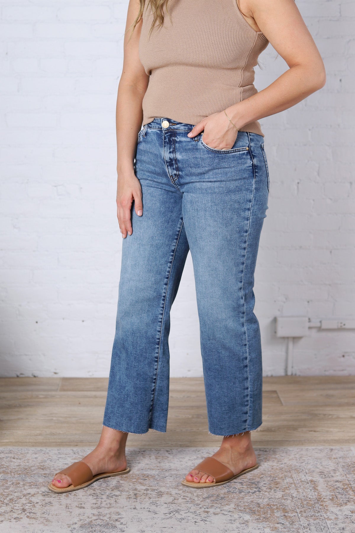 KUT Charlotte Wide Leg with Raw Hem - Star Wash